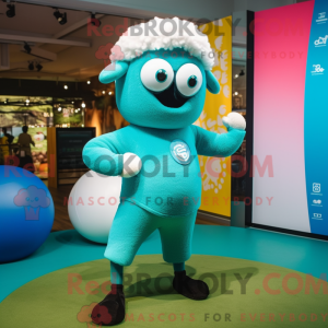 Turquoise schapen mascotte...