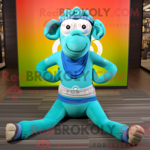 Turquoise schapen mascotte...