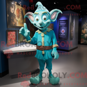 Cyan Elf Maskottchen Kostüm...