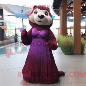 Maroon Otter maskot kostume...
