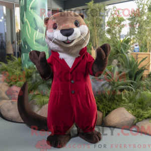 Maroon Otter mascot costume...