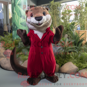 Maroon Otter maskot kostume...
