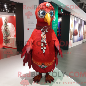 Red Peacock mascot costume...