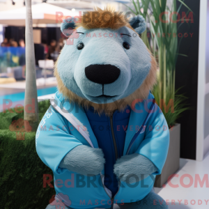 Cyan Capybara maskot...