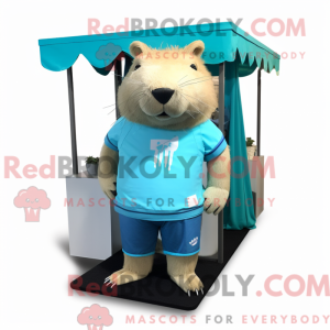 Cyan Capybara maskot...