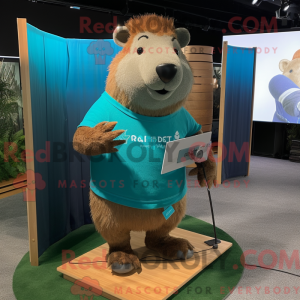 Cyan Capybara maskot...
