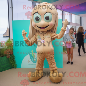 Tan Mermaid mascot costume...