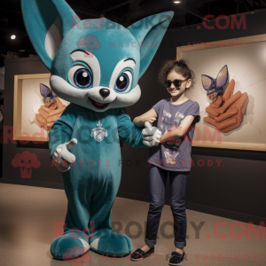 Teal Bat Maskottchen Kostüm...
