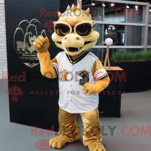 Gold Dragon maskot kostume...
