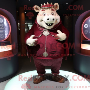 Maroon Pig mascot costume...