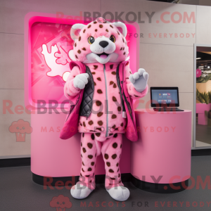 Pink Leopard mascot costume...