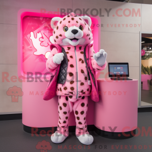 Pink Leopard maskot kostume...