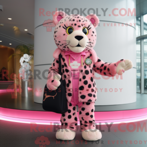 Pink Leopard maskot kostume...