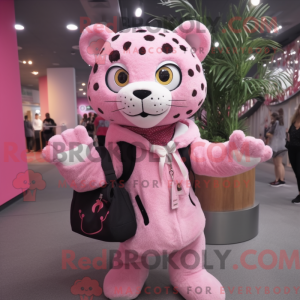 Rosa Leopard maskot drakt...