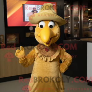 Gold Turkey mascot costume...