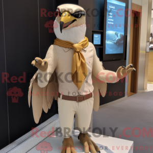 Beige Falcon maskot kostume...