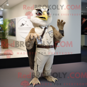 Beige Falcon maskot kostume...