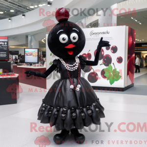 Sort Cherry maskot kostume...