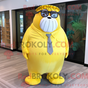 Lemon Yellow Walrus mascot...