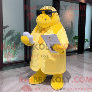 Lemon Yellow Walrus mascot...