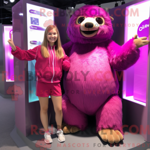 Magenta Giant Sloth mascot...