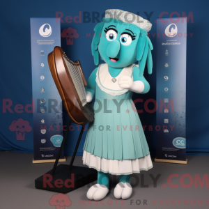 Cyan Celtic Harp mascot...