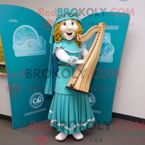 Cyan Celtic Harp mascot...