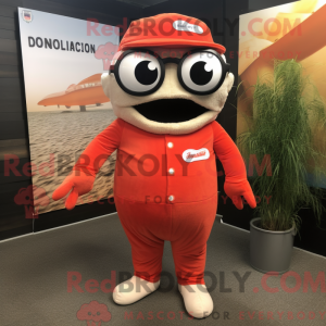 Rød laks maskot kostume...