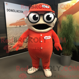 Rode zalm mascottekostuum...