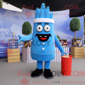 Blue French Fries mascot...