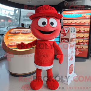 Red Bagels mascot costume...