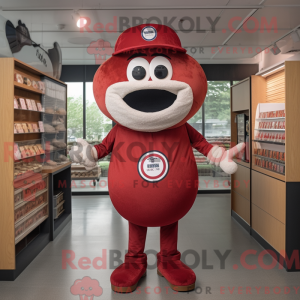 Red Bagels mascot costume...