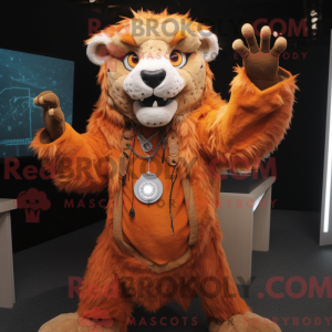 Orange Smilodon maskot...