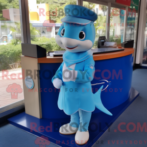 Blue Dolphin mascot costume...