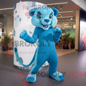 Cyaan Puma-mascottekostuum...