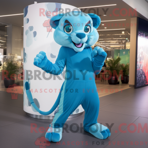 Cyan Puma maskot kostume...