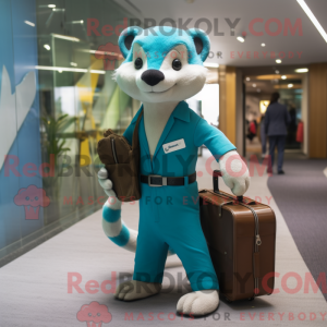 Cyan Marten maskot kostume...