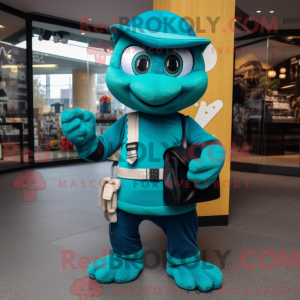 Teal Ninja mascot costume...