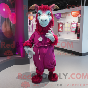 Magenta Goat mascot costume...