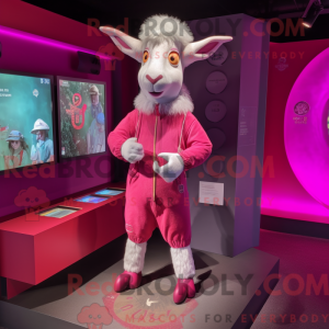 Magenta ged maskot kostume...