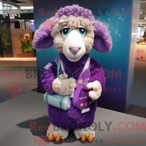 Purple Merino Sheep mascot...