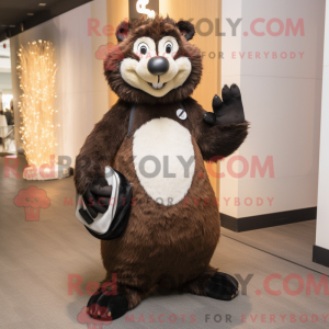 Brun Skunk maskot kostume...