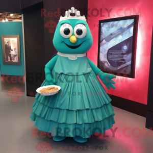 Teal Lasagna mascot costume...