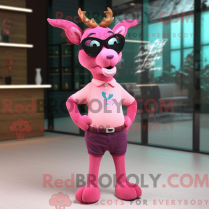 Pink Deer maskot kostume...