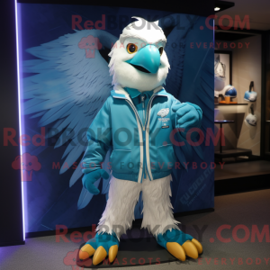 Cyan Eagle mascot costume...