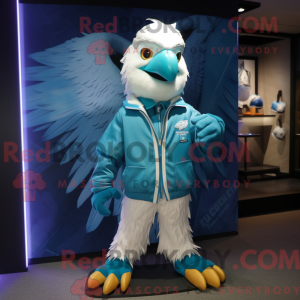 Cyan Eagle maskotdraktfigur...