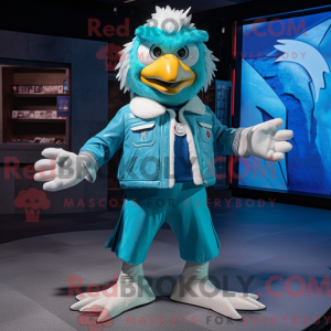 Cyan Eagle mascot costume...