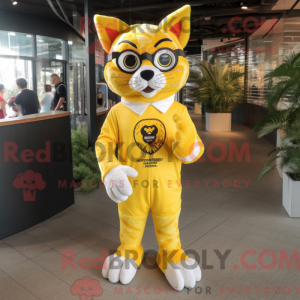 Yellow Bobcat mascot...