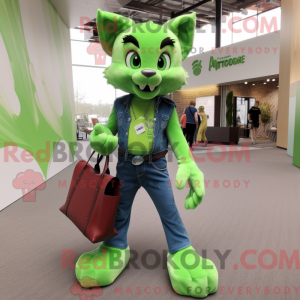 Lime Green Bobcat mascot...