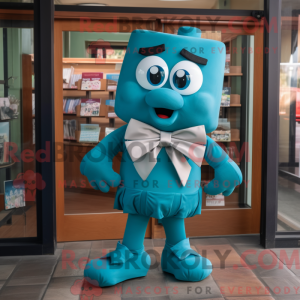 Teal Lasagna mascot costume...